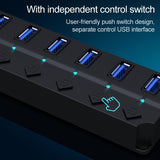7 Ports USB 3.0 High Speed Multi Hub Expansion with Switch for PC & Laptop, Hub Expansion