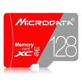 MICRODATA 128GB Class10 Red and Grey TF(Micro SD) Memory Card, 128GB