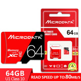 MICRODATA 64GB High Speed U3 Red and Black TF(Micro SD) Memory Card, 64GB