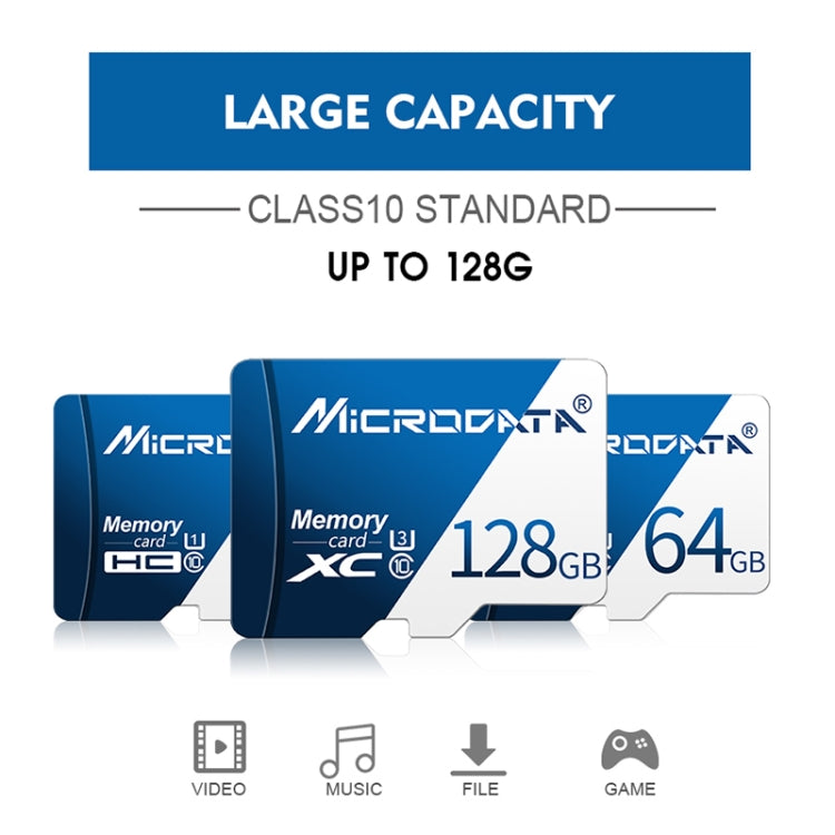 MICRODATA 128GB U3 Blue and White TF(Micro SD) Memory Card, 128GB