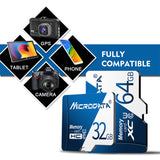 MICRODATA 128GB U3 Blue and White TF(Micro SD) Memory Card, 128GB