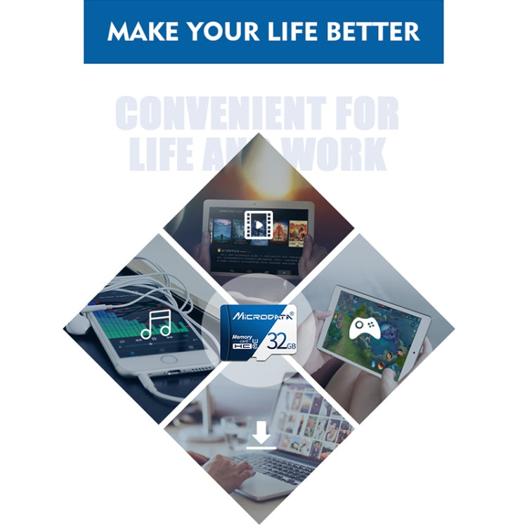 MICRODATA 128GB U3 Blue and White TF(Micro SD) Memory Card, 128GB