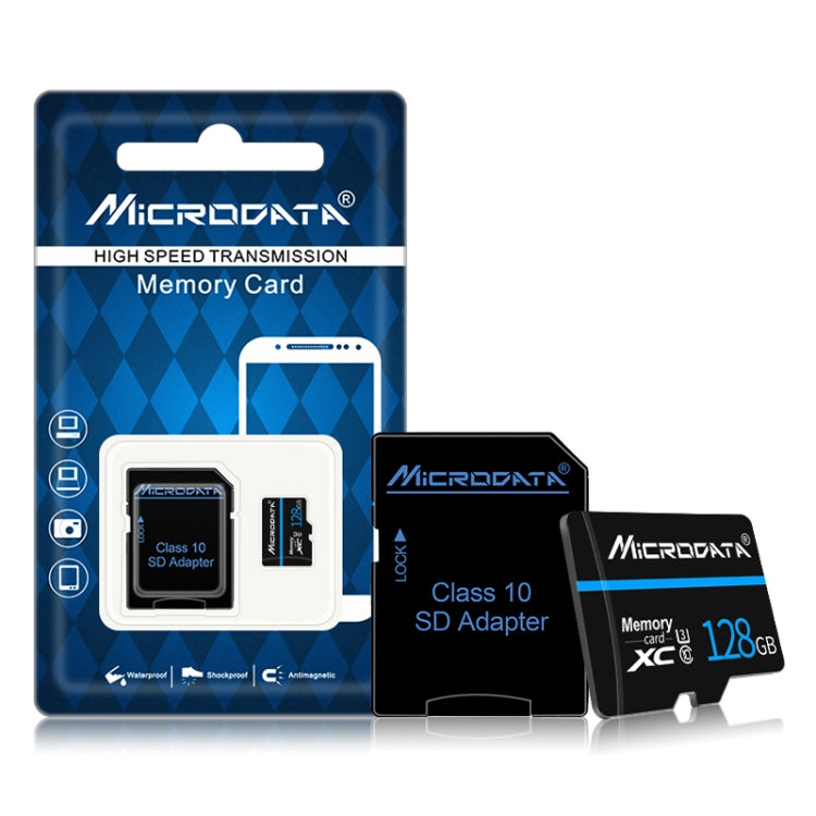 MICRODATA 128GB U3 Blue Line and Black TF(Micro SD) Memory Card, 128GB