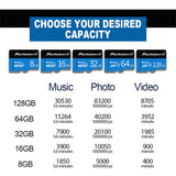 MICRODATA 128GB U3 Blue and Black TF(Micro SD) Memory Card, 128GB
