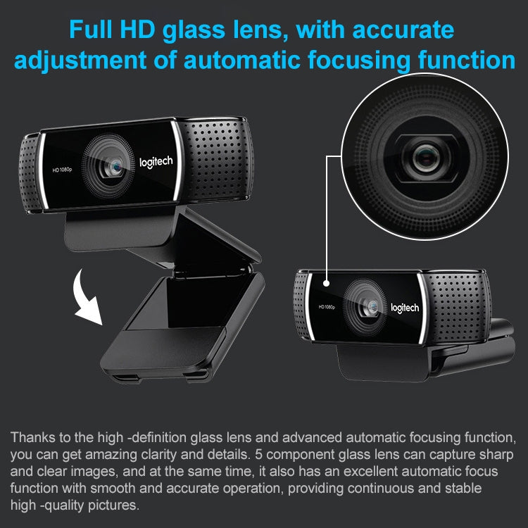 Logitech C922 Pro HD Pro Autofocus Built-in Stream Webcam 1080P Web Camera, C922 Pro