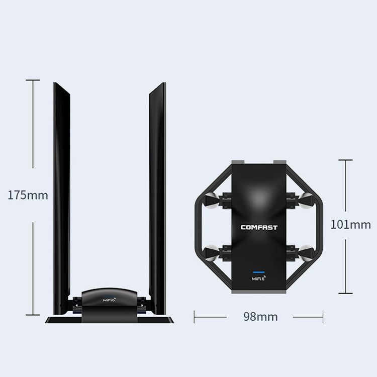 COMFAST CF-966AX Free-drive Dual Band 1800Mbps USB3.0 High Power Wireless WiFi 6 Adapter, CF-966AX
