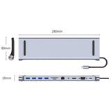 AD-059 11 in 1 USB-C / Type-C to 4K HDMI + VGA + SD / TF Card Slot + Gigabit Ethernet + 3.5mm AUX + USB-C / Type-C + 4 USB 3.0 Multifunctional Docking Station HUB, 11 in 1