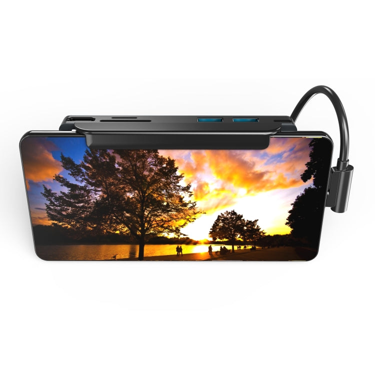 AD-065 6 in 1 USB-C / Type-C to 4K HDMI + SD / TF Card Slot + Type-C + 2 USB 3.0 Back Clip Style Multifunctional Docking Station HUB, 6 In 1 Back Clip Style