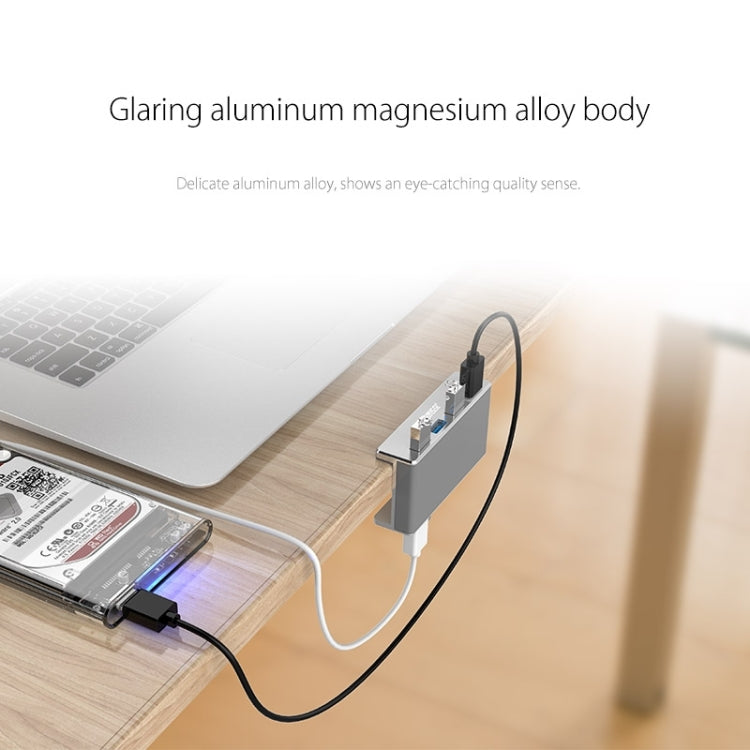 ORICO MH4PU Aluminum Alloy 4 Ports USB 3.0 Clip-type HUB with 1m USB Cable, Clip Width Range: 10-32mm(Black), MH4PU(Black), MH4PU(Silver)
