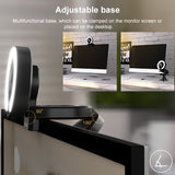Landshine 90 Degree Wide-angle 2K USB Autofocus Computer Live Beauty HD Camera with Ring Light