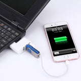180 Degree Rotation USB Head 3 Ports USB 2.0 Portable HUB