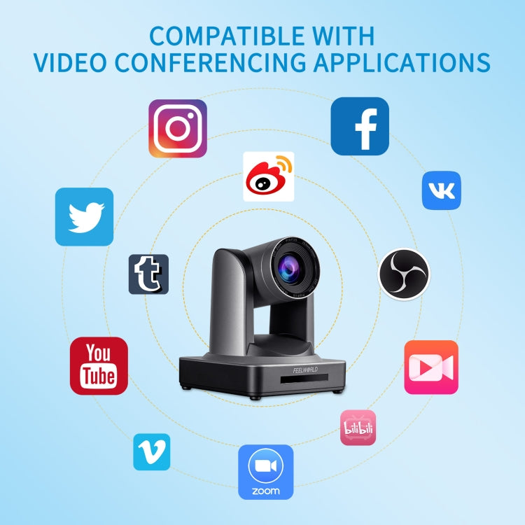 FEELWORLD POE20X Simultaneous 20X Optical Zoom Live Streaming PTZ Camera, EU and US Plug, POE20X