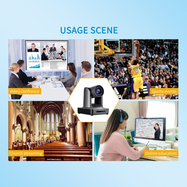 FEELWORLD POE20X Simultaneous 20X Optical Zoom Live Streaming PTZ Camera, EU and US Plug, POE20X