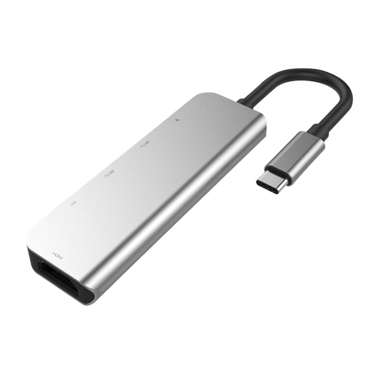5 in 1 HDMI + USB x 2 + PD x 2 to USB-C / Type-C HUB Adapter, HDMI + USB x 2 + PD x 2