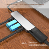 5 in 1 HDMI + USB x 2 + PD x 2 to USB-C / Type-C HUB Adapter, HDMI + USB x 2 + PD x 2