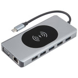 14 in 1 Type-C Docking Station with Wireless Charging(1000M Network Port), 14 in 1