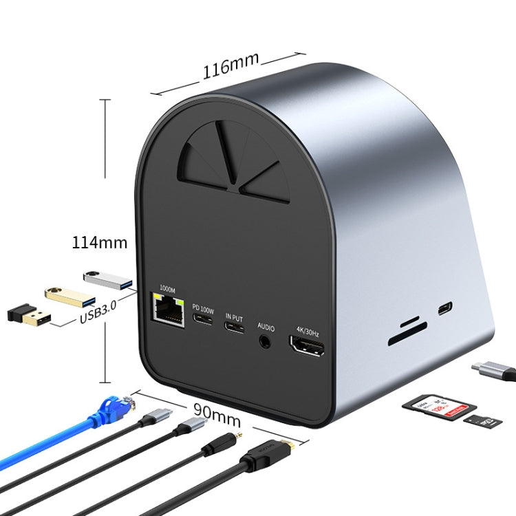BYL-2211 10 in 1 USB-C / Type-C HUB Adapter, Support Phone Charger, BYL-2211