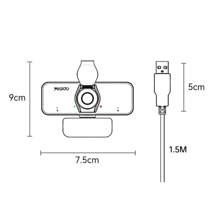 Yesido KM13 1080P 2.0MP USB Webcam, Cable Length 1.5m, KM13