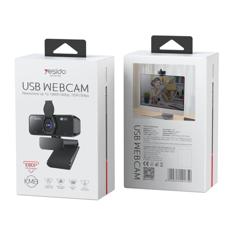 Yesido KM13 1080P 2.0MP USB Webcam, Cable Length 1.5m, KM13