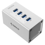 ORICO A3H4 Aluminum High Speed 4 Ports USB 3.0 HUB with 12V/2.5A Power Supply for Laptops, 4 Ports (Silver)
