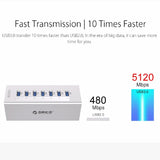 ORICO A3H7 Aluminum High Speed 7 Ports USB 3.0 HUB with 12V/2.5A Power Supply for Laptops, 7 Ports (Silver), 7 Ports (Black)