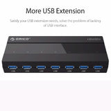 ORICO H727RK-U3 ABS High Speed 7 Ports USB 3.0 HUB with 12V Power Adapter for Laptops / Smartphones, H727RK-U3