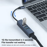 RDS 6307-3 USB-C / Type-C to USB3.0 + Dual USB2.0 + RJ45 4 in 1 HUB Adapter, 6307-3
