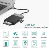6 In 1 Multi-function Dual USB 3.0 + XQD + CF + TF + SD Card Reader, 6 In 1 (Silver), 6 In 1