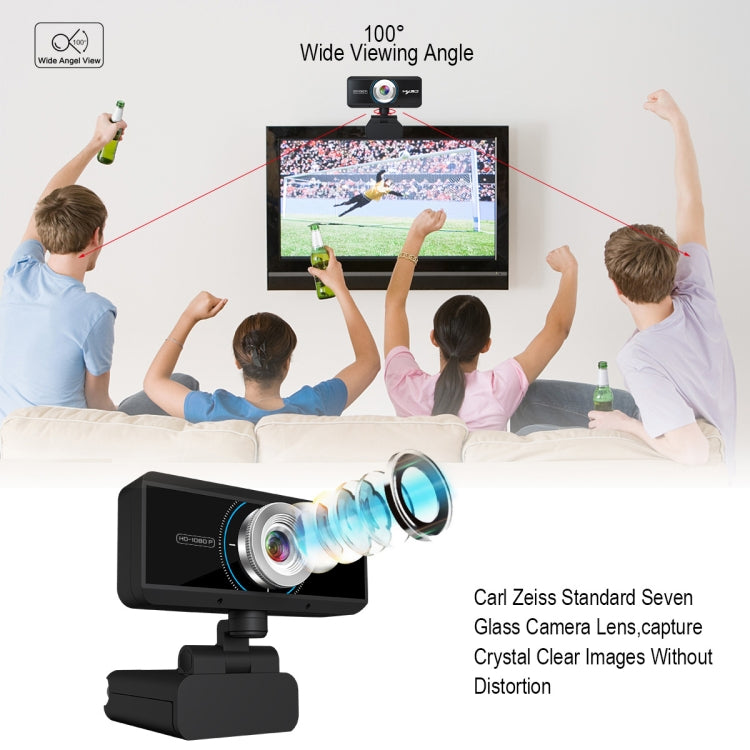 HXSJ S4 1080P Adjustable 180 Degree HD Manual Focus Video Webcam PC Camera with Microphone
