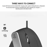 Logitech MX Vertical 4000DPI USB-C / Type-C + Unifying + Bluetooth Three-mode Ergonomic Wireless Vertical Optical Mouse, MX Vertical