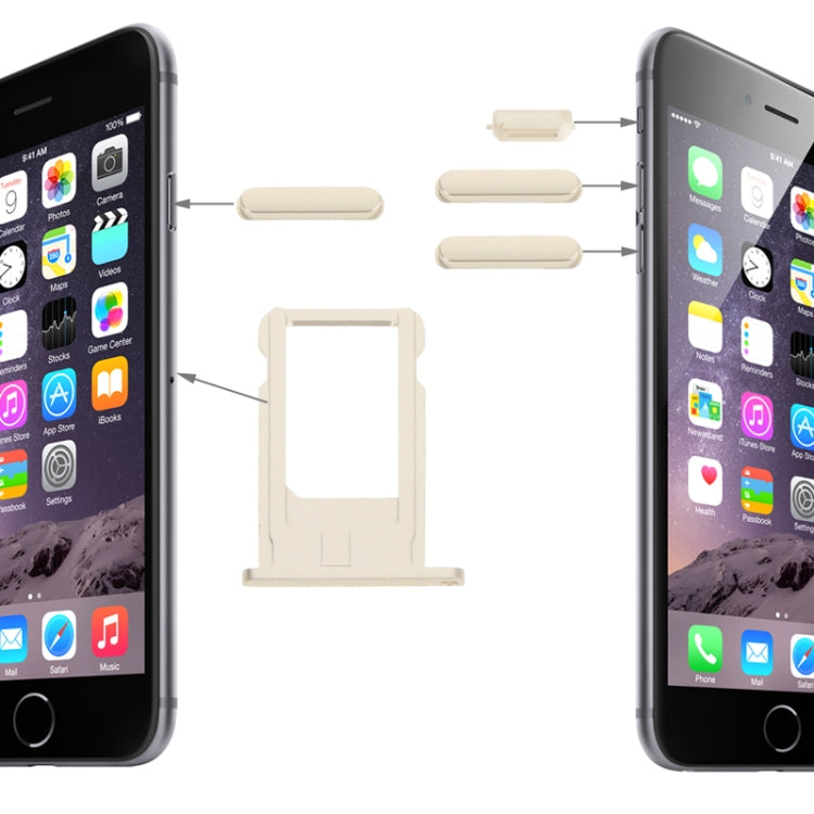 Card Tray & Volume Control Key & Screen Lock Key & Mute Switch Vibrator Key  Kit for iPhone 6, For iPhone 6 (Kit)