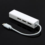 Type-C to 3 x USB and RJ45 Multi-function Adapter, Length: 13cm, 3 Port USB+RJ45