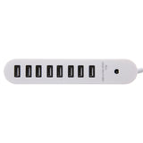 8 Ports USB 2.0 Portable Oval Hub, Length: 50cm, 8 Ports (White)