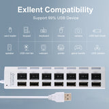 7 Ports USB Hub 2.0 USB Splitter High Speed 480Mbps with ON/OFF Switch / 7 LEDs, 7 Ports (Black)