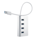 High Speed 5Gbps 4 Ports USB 3.0 HUB Portable Aluminum USB Splitter, Support 2TB, 4 Ports (Silver)