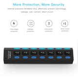 7 Ports USB 3.0 HUB, Super Speed 5Gbps, Plug and Play, Support 1TB, 7 Ports (Black), 7 Ports (White)