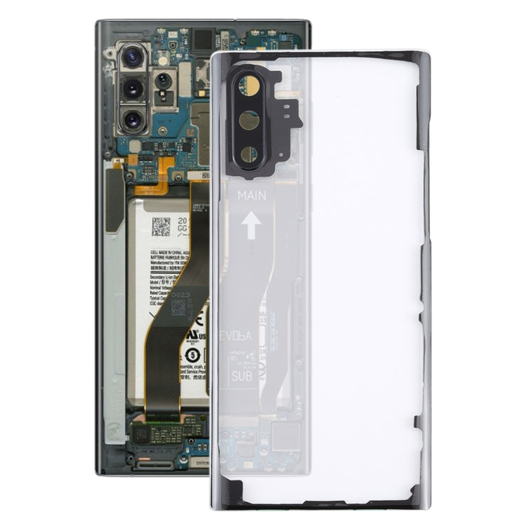 For Samsung Galaxy Note 10 N970 N9700 Transparent Battery Back Cover with Camera Lens Frame, For Galaxy Note 10