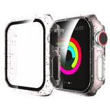 For Apple Watch Series 4/5/6 & SE 1/2/3 44mm Glitter Powder PC + Tempered Glass Screen Film Integrated Case