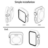 For Apple Watch Series 4/5/6 & SE 1/2/3 44mm Glitter Powder PC + Tempered Glass Screen Film Integrated Case