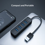 ORICO TWU3-4A-BK 4-Port USB 3.0 HUB, TWU3-4A