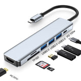 7 In 1 HDMI+SD/TF+USB2.0x2+USB3.0+PD to Type-C HUB Docking Station, 7 In 1 Station