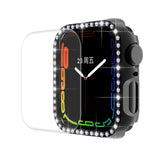 ENKAY Hat-Prince Electroplate PC Diamond Watch Case + Full Coverage Curved PET Screen Protector Film For Apple Watch Series 7 45mm