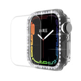 ENKAY Hat-Prince Electroplate PC Diamond Watch Case + Full Coverage Curved PET Screen Protector Film For Apple Watch Series 7 41mm