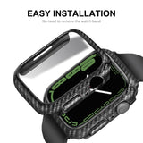 ENKAY Carbon Fiber PC Case + Full Coverage PET Screen Protector, For Apple Watch Series 9 / 8 / 7 41mm, For Apple Watch Series 9 / 8 / 7 45mm