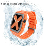 Silicone Strap with Case For Apple Watch Series, 7 41mm / 6&SE&5&4 40mm / 3&2&1 38mm, 7 45mm / 6&SE&5&4 44mm / 3&2&1 42mm