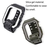 Silicone Strap with Case For Apple Watch Series, 7 41mm / 6&SE&5&4 40mm / 3&2&1 38mm, 7 45mm / 6&SE&5&4 44mm / 3&2&1 42mm