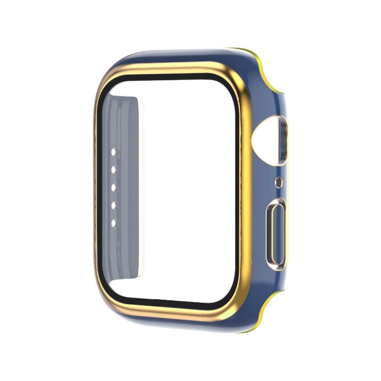 Electroplating Two-color PC+Tempered Film Watch Case, For Apple Watch Series 9 / 8 / 7 45mm, For Apple Watch Series 6/5/4/SE 44mm