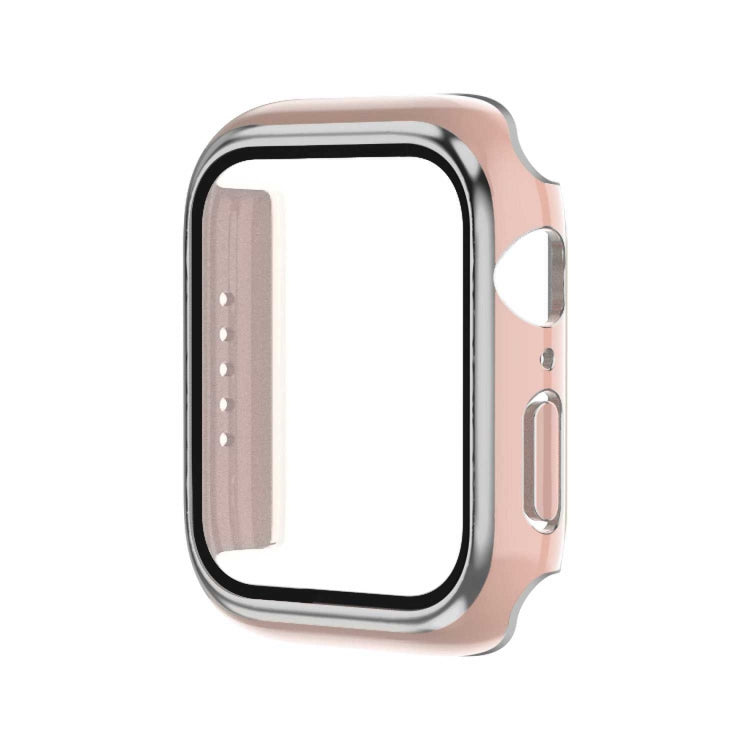 Electroplating Two-color PC+Tempered Film Watch Case, For Apple Watch Series 9 / 8 / 7 45mm, For Apple Watch Series 6/5/4/SE 44mm