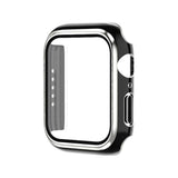 Electroplating Two-color PC+Tempered Film Watch Case, For Apple Watch Series 9 / 8 / 7 45mm, For Apple Watch Series 6/5/4/SE 44mm