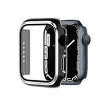 Electroplating Two-color PC+Tempered Film Watch Case, For Apple Watch Series 9 / 8 / 7 45mm, For Apple Watch Series 6/5/4/SE 44mm